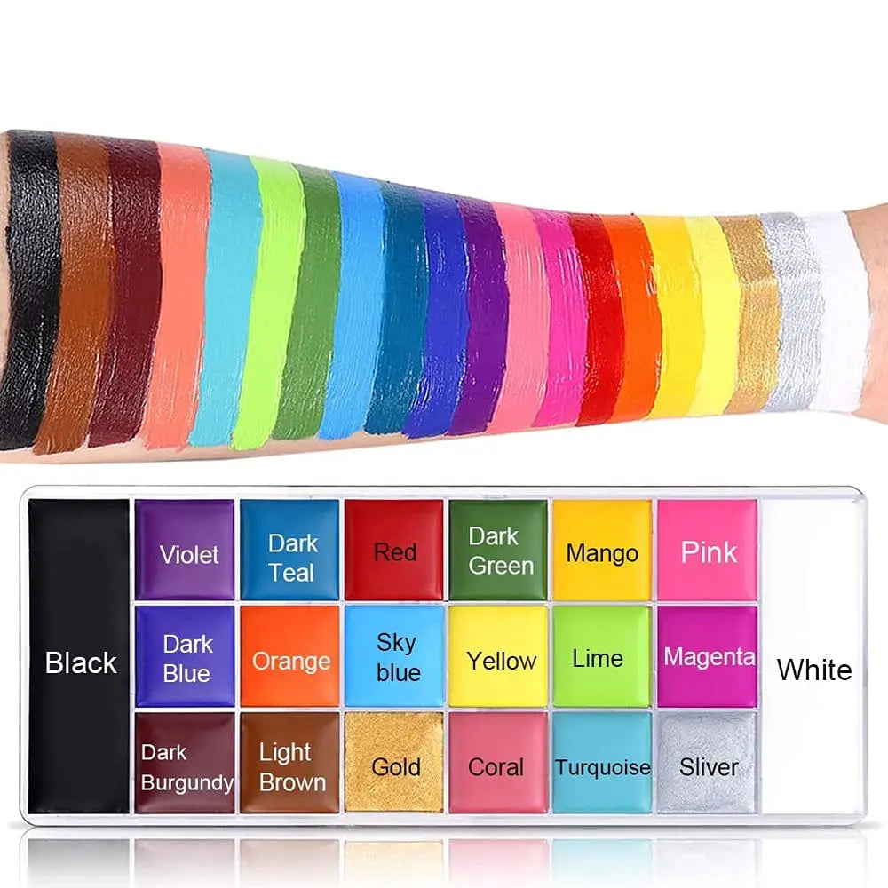 VERONNI 20-Color Face & Body Paint Palette — SFX Oil Makeup Kit with Brushes