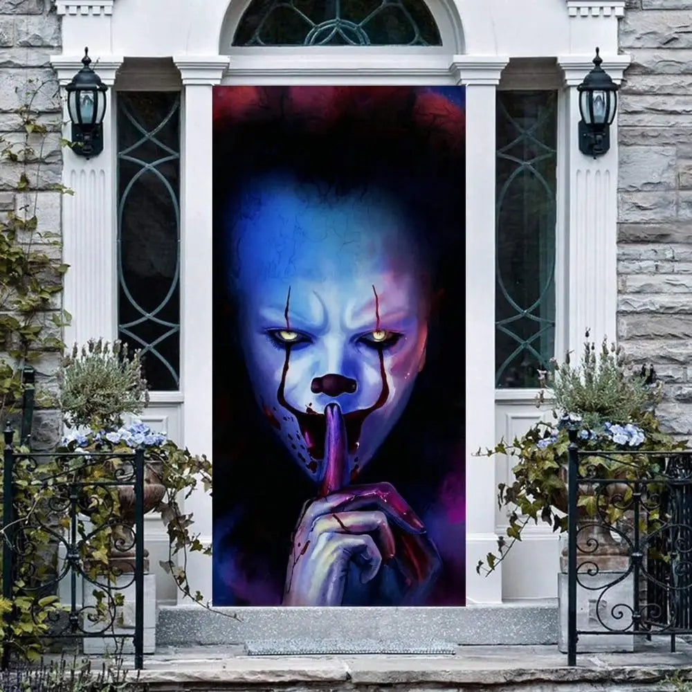 Halloween Door Cover Backdrop — Horror Movie Character Banner 185x90cm