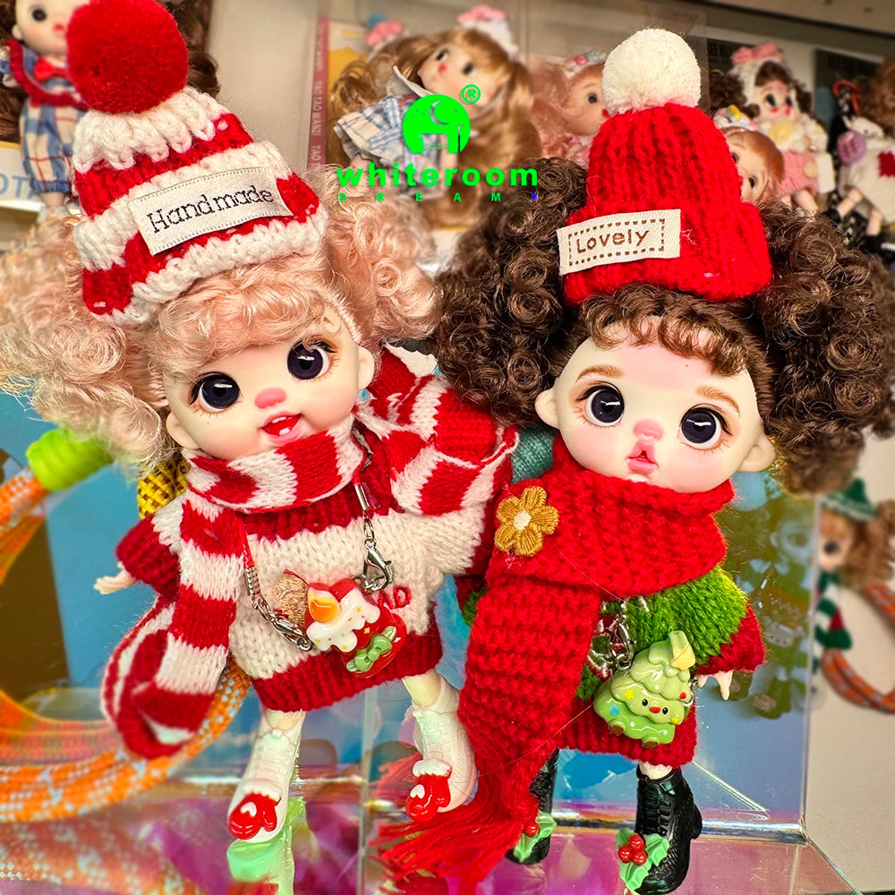 Christmas Mini Doll Pendant – Handmade Crochet Sweater & Scarf Set