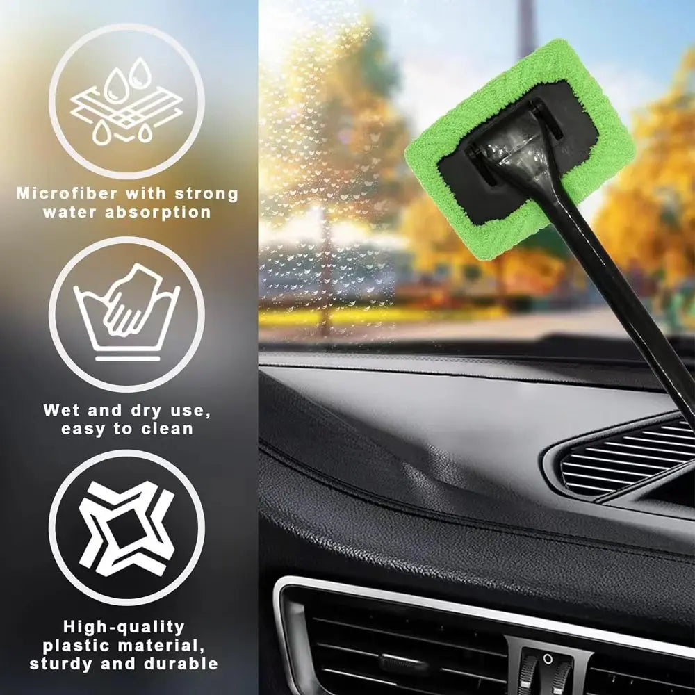 Long-Handle Car Windshield Cleaning Brush – Interior Auto Glass Wiper Kit