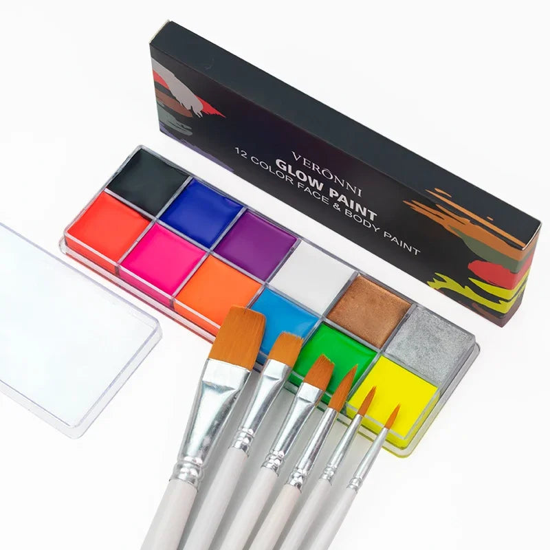 20-Color Face & Body Paint Set — Non-Toxic Oil Pigments with Brushes for Halloween, Cosplay & Kids