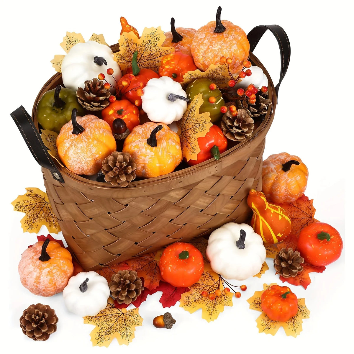 50-Piece Artificial Pumpkins Set – Autumn & Thanksgiving Décor
