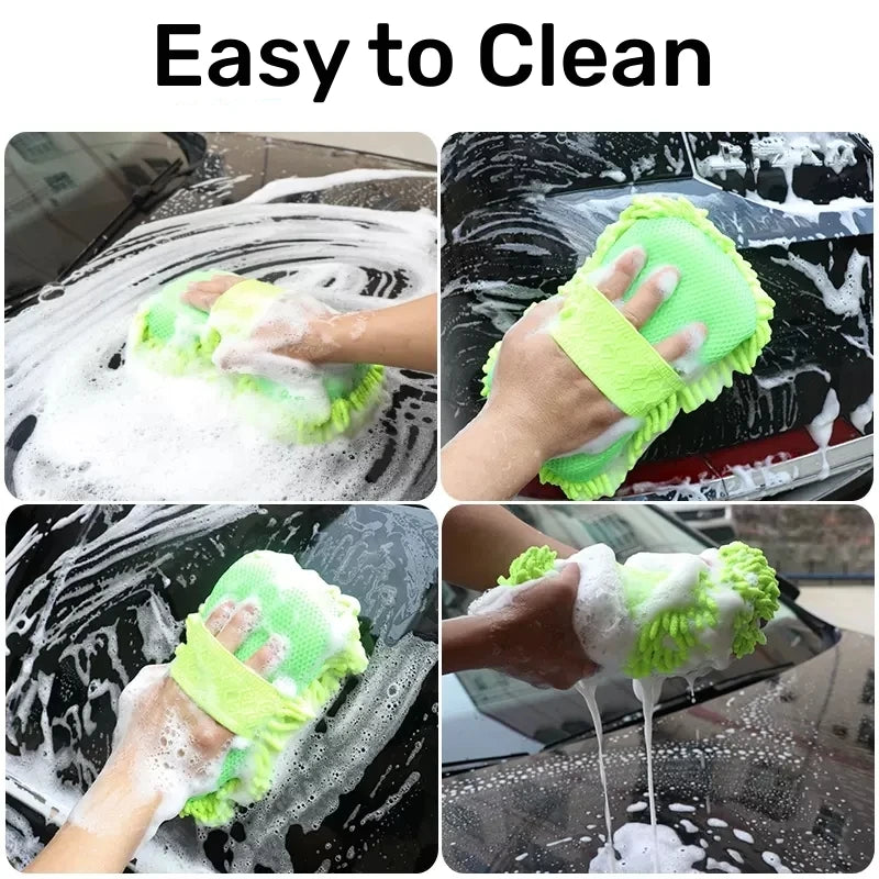 Microfiber Car Wash Mitt Gloves – Scratch-Free Detailing Sponge