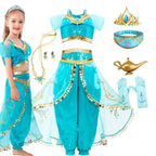 Jasmine Princess Costume Dress — Aladdin Magic Lamp Girls Cosplay Outfit