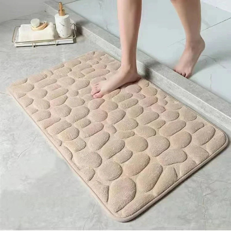 3D Cobblestone Embossed Bath Mat | Non-Slip, Absorbent & Machine Washable
