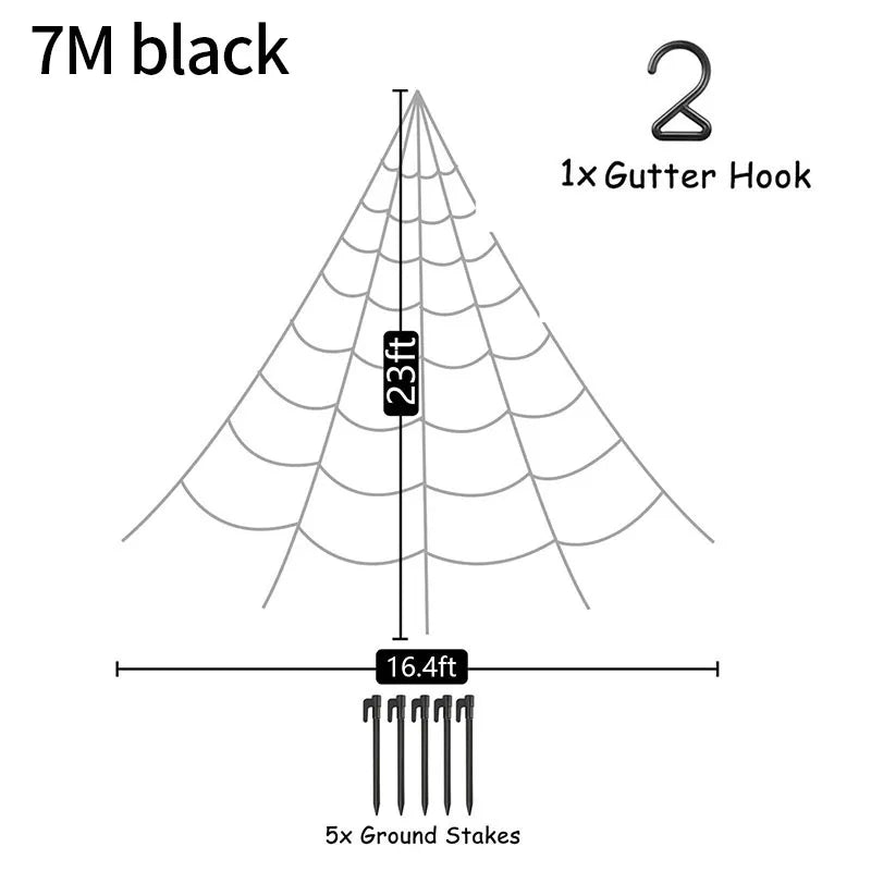 Giant Halloween Spider Web Decoration — 5m & 7m Indoor/Outdoor