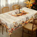 Autumn Harvest Farmhouse Tablecloth – Squirrel & Pumpkin Print