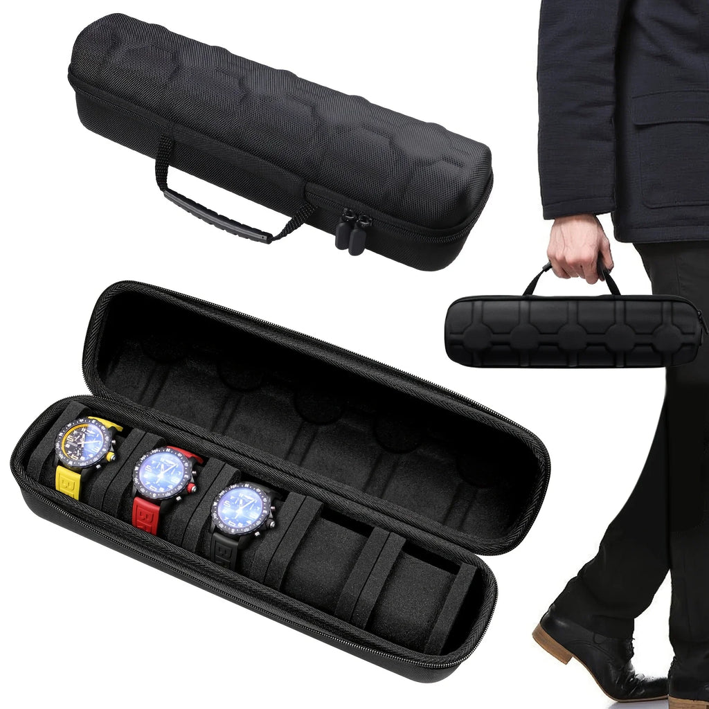 5-Slot Hard Shell Travel Watch Case