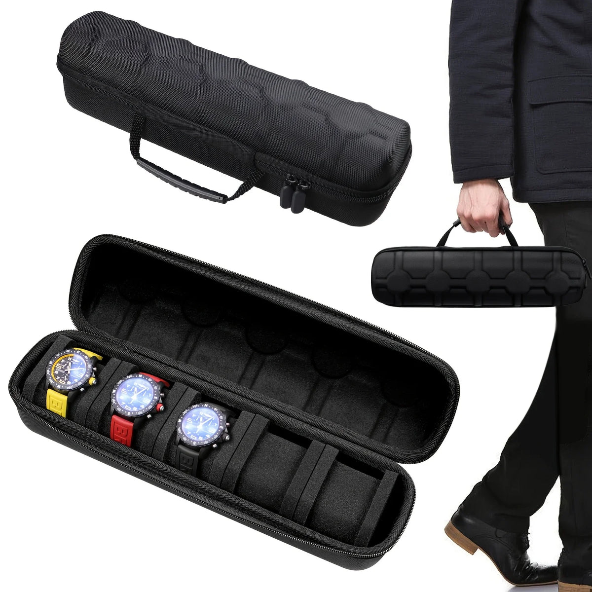 5-Slot Hard Shell Travel Watch Case