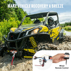 SucceBuy 3500lbs Electric Winch ATV/UTV Wired Car Winch with 39 ft Synthetic Rope Aluminum IP55 Waterproof for Towing Boat Truck