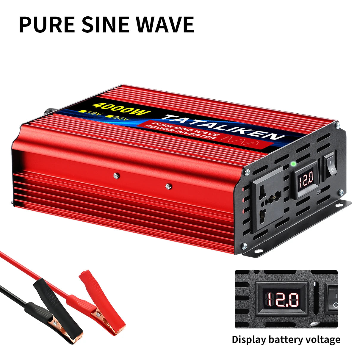 Pure Sine Wave Power Inverter – DC 12V/24V to AC 220V, 1000W–6000W