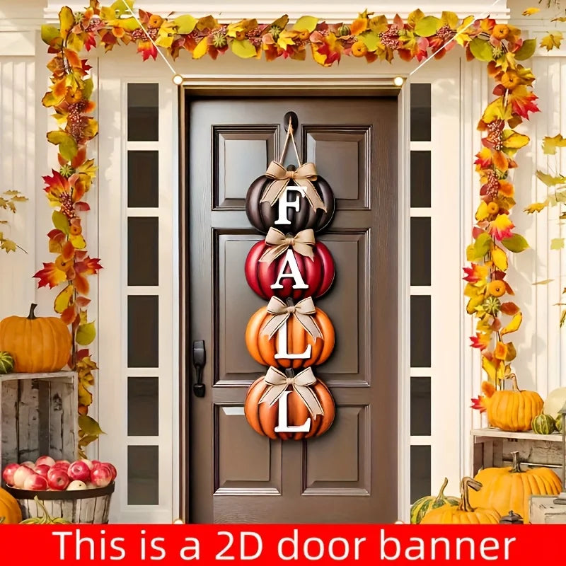 Autumn Pumpkin Welcome Door Banner – Thanksgiving Indoor & Outdoor Décor
