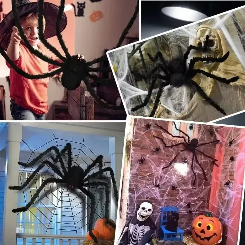 Halloween Giant Spider & Cobweb Decoration Set — Indoor & Outdoor Party Decor
