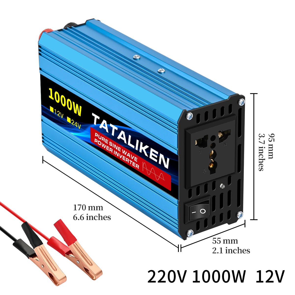 Pure Sine Wave Power Inverter – DC 12V/24V to AC 220V, 1000W–6000W