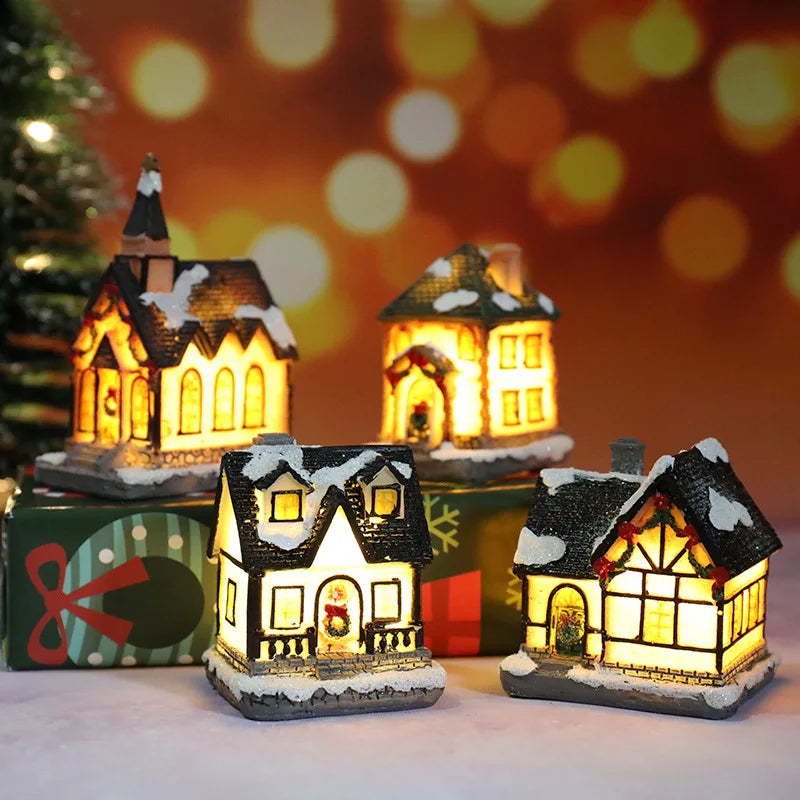 LED Christmas Village House Miniature – Glowing Resin Holiday Decoration