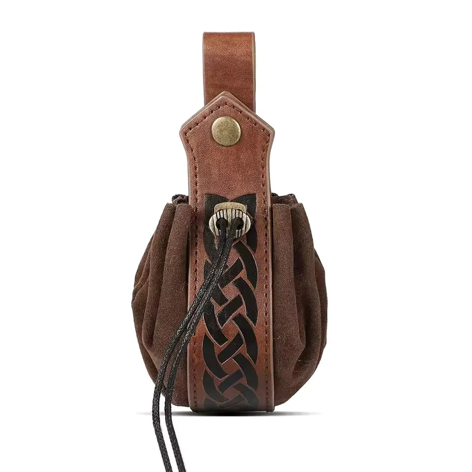 Medieval Viking Drawstring Waist Bag — Retro Coin Pouch for Renaissance Fairs, LARP & Cosplay