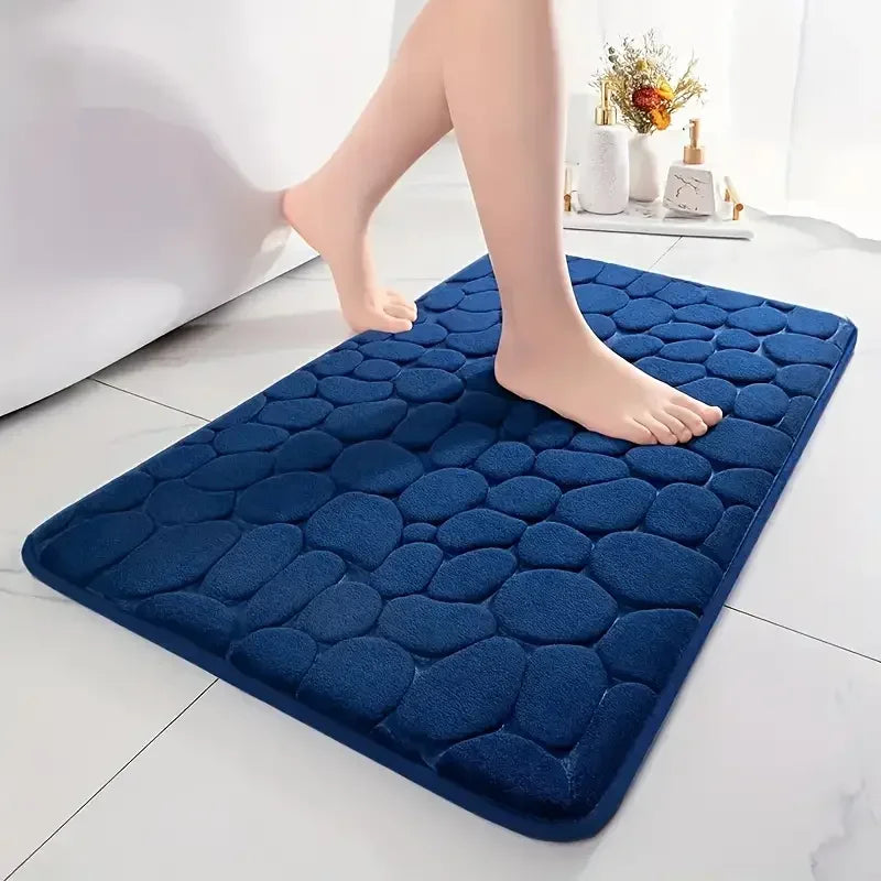 3D Cobblestone Embossed Bath Mat | Non-Slip, Absorbent & Machine Washable