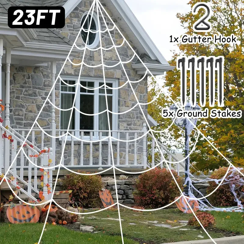 Halloween Giant Spider & Cobweb Decoration Set — Indoor & Outdoor Party Decor