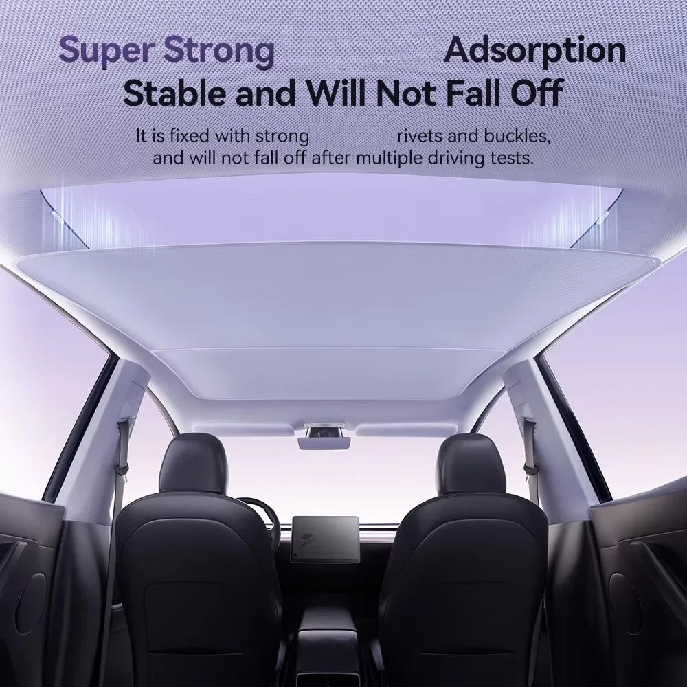 Foldable Magnetic Glass Roof Sunshade for Tesla Model 3 & Y (2021–2025, incl. Highland & Juniper)