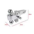2" Receiver 4" Drop/Rise Adjustable Tri-Ball Trailer Hitch – 12,500 LBS, Aluminum with Stainless Locks
