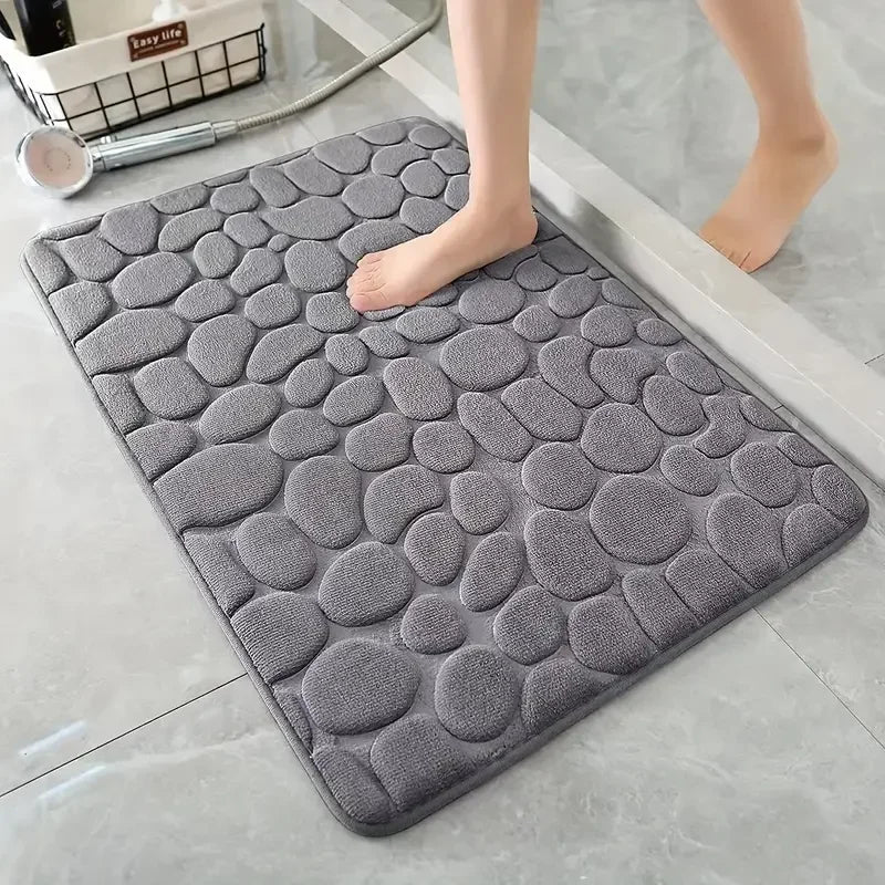 3D Cobblestone Embossed Bath Mat | Non-Slip, Absorbent & Machine Washable
