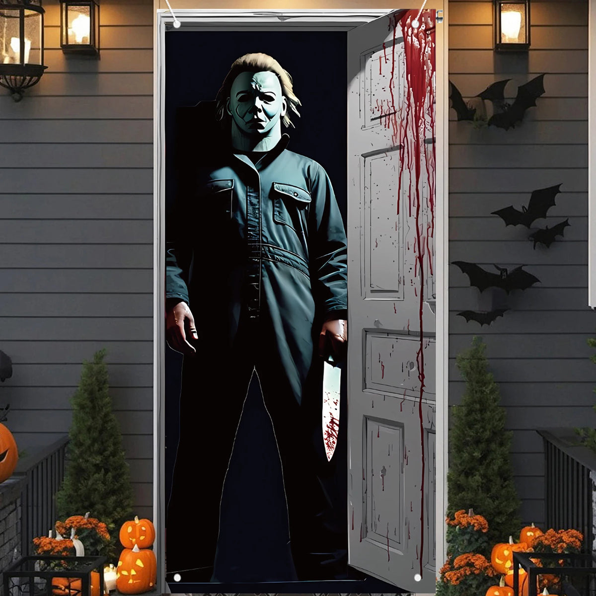 Scary Halloween Door Cover — Horror Movie Character Door Banner
