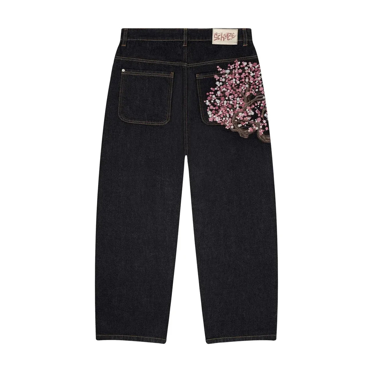 Women's Diamond Embroidery Wide-Leg Jeans – Y2K Baggy Denim Flare Trousers
