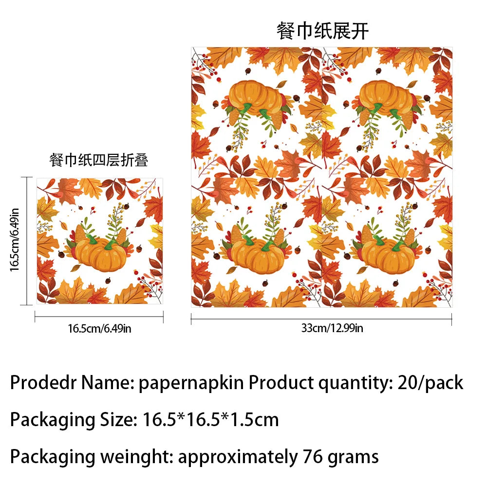 Autumn Maple Leaf & Pumpkin Thanksgiving Paper Tableware – Plates, Cups & Napkins
