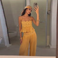 Women's Lace Hollow Out 2-Piece Set – Spaghetti Strap Crop Top & Harem Pants
