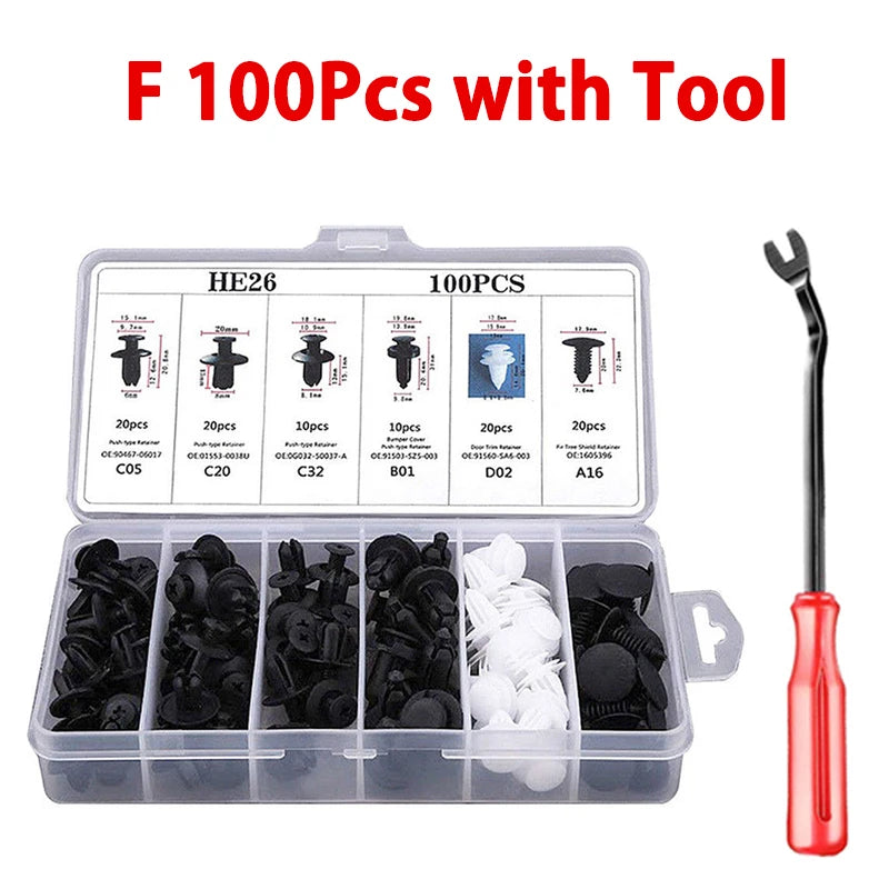 50 or 100pcs Auto Fastener Assortment