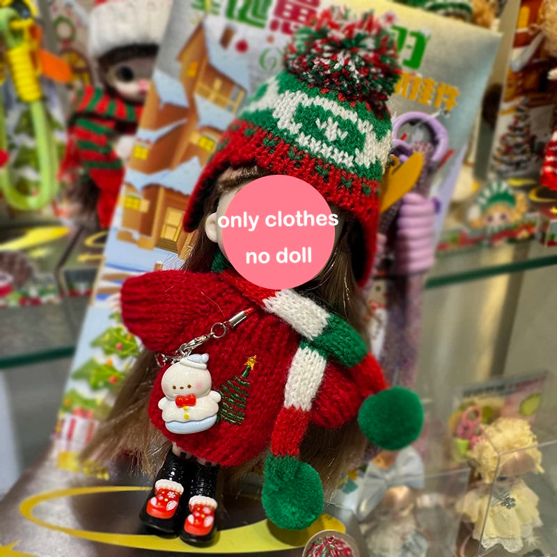 Christmas Mini Doll Pendant – Handmade Crochet Sweater & Scarf Set