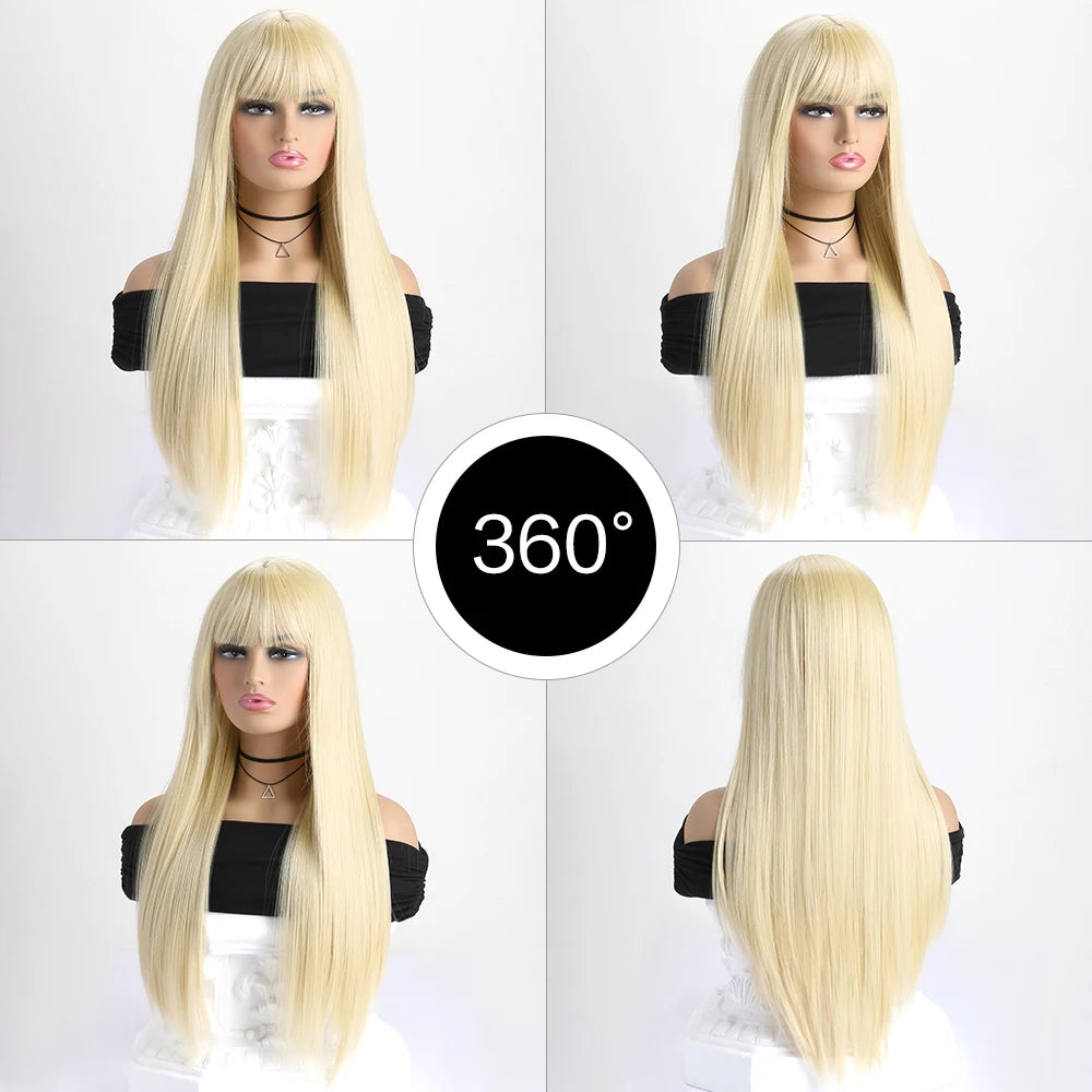 26-Inch Long Straight Colored Wig — Synthetic Fashion Wig for Cosplay, Halloween & Daily Wear