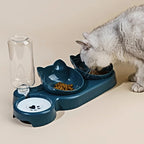 3-in-1 Tilted Pet Bowl Set with Gravity Water Feeder