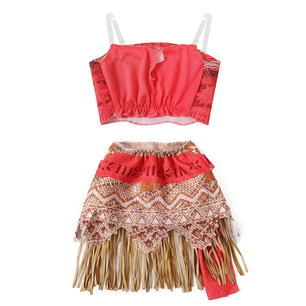 Girls' Moana Two-Piece Costume Dress | Polynesian Princess Dress-Up