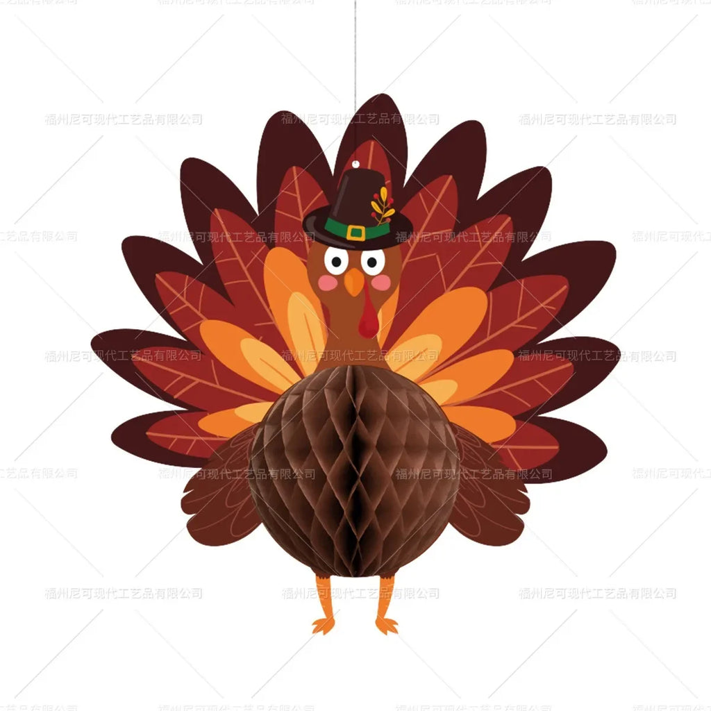 Thanksgiving Turkey Honeycomb Ball Hanging Pendants – Fall Harvest Décor