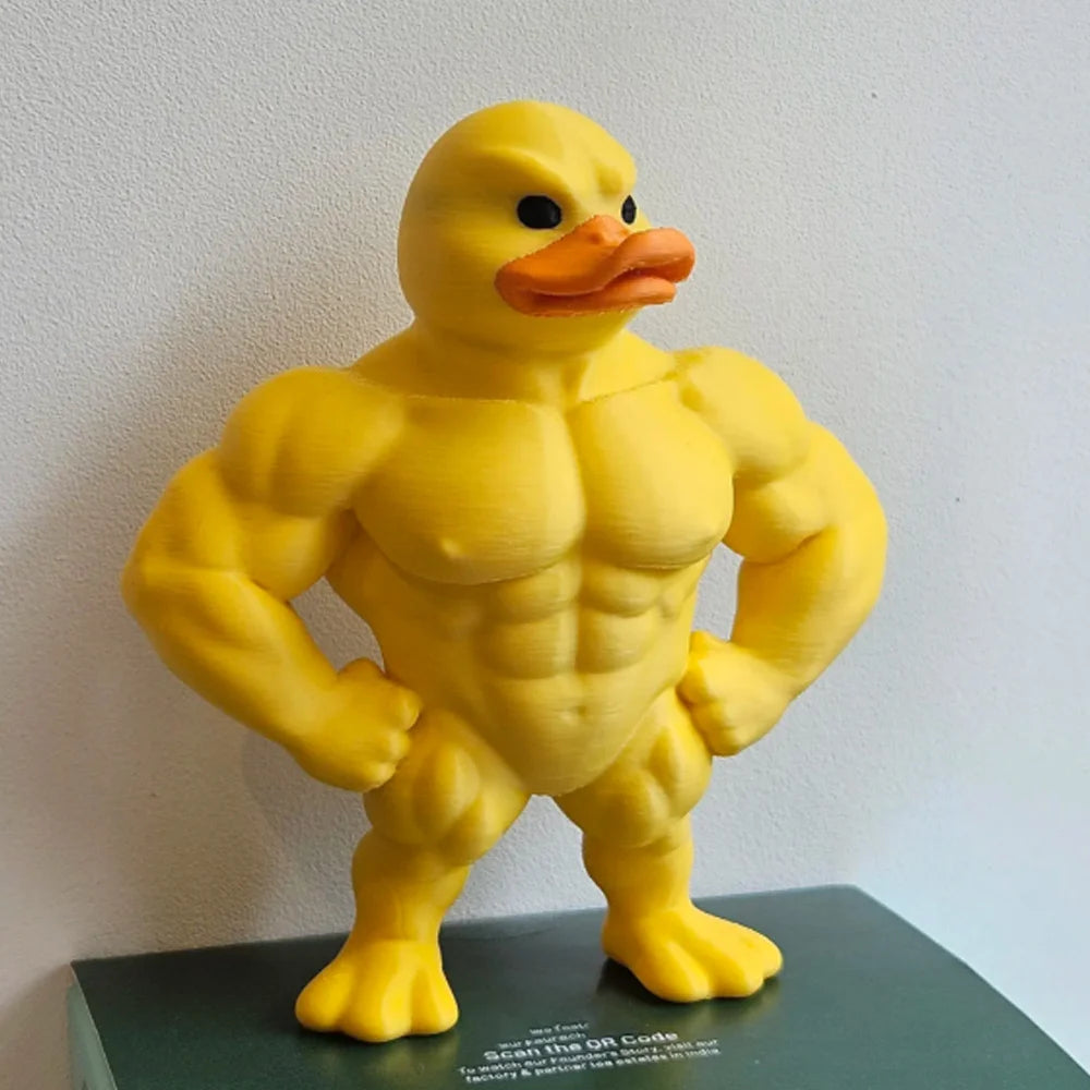 Muscle Duck Statue – Whimsical 3D Figurine for Desk, Shelf & Home Decor