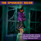 Halloween Crashing Witch Into Tree Outdoor Decoration