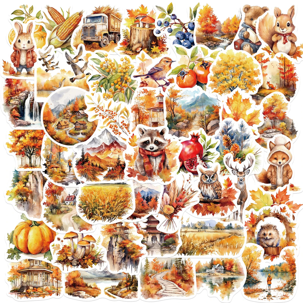 50-Piece Thanksgiving & Fall Sticker Set