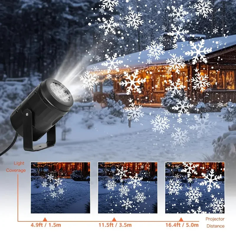 Snowflake Projector Light – USB Rotating Indoor & Outdoor Christmas Decoration