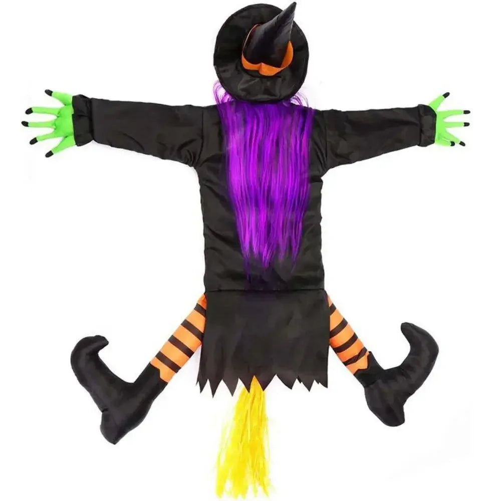 Halloween Crashing Witch Into Tree Outdoor Decoration