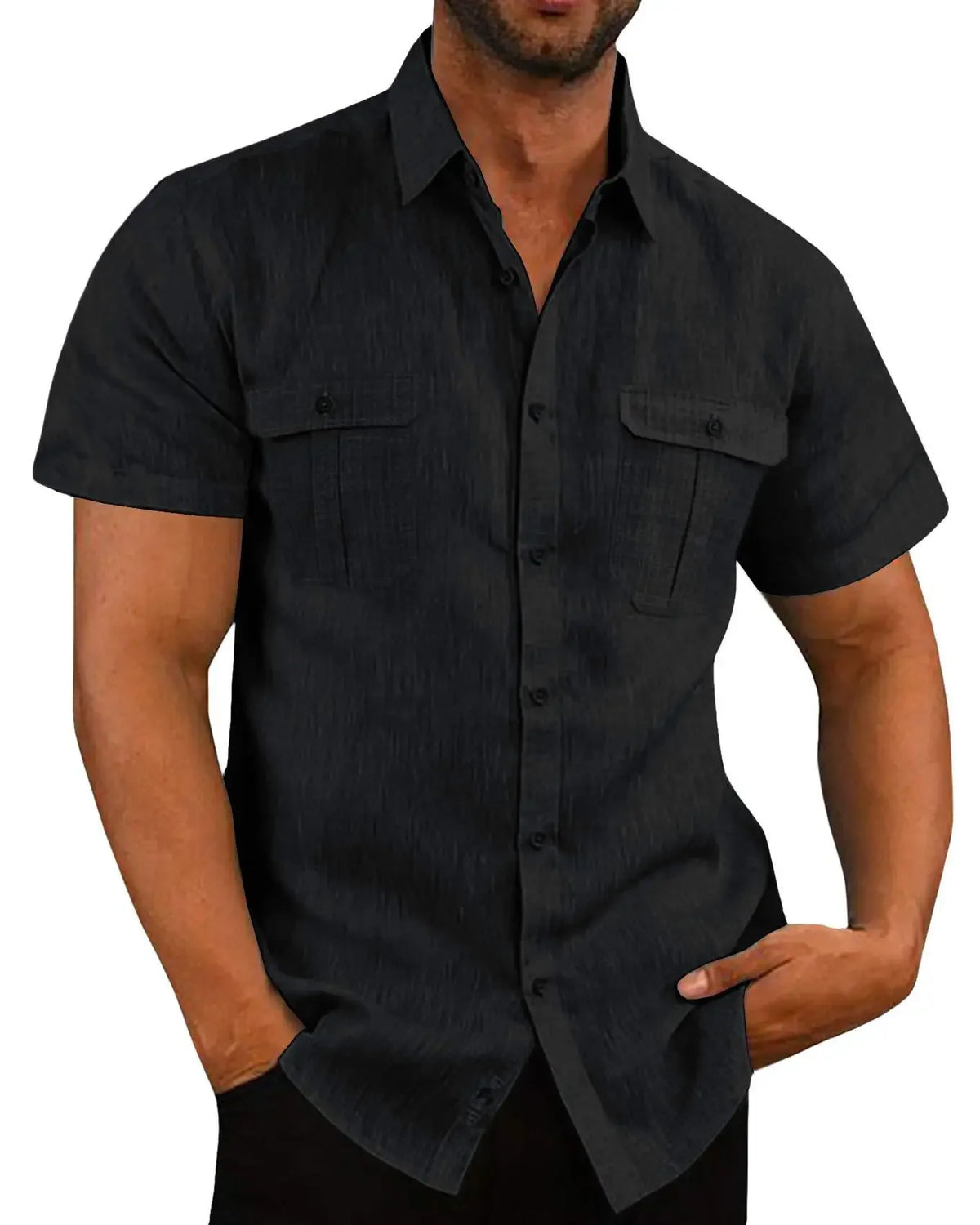 Men's Linen Short-Sleeve Shirt – Casual Beach Style