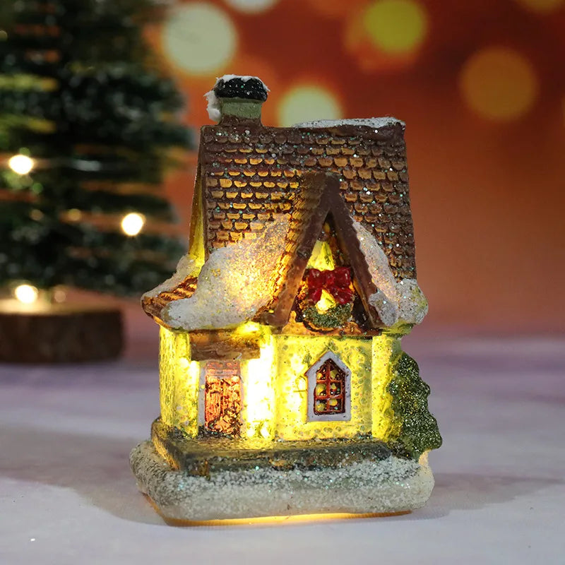 LED Christmas Village House Miniature – Glowing Resin Holiday Decoration