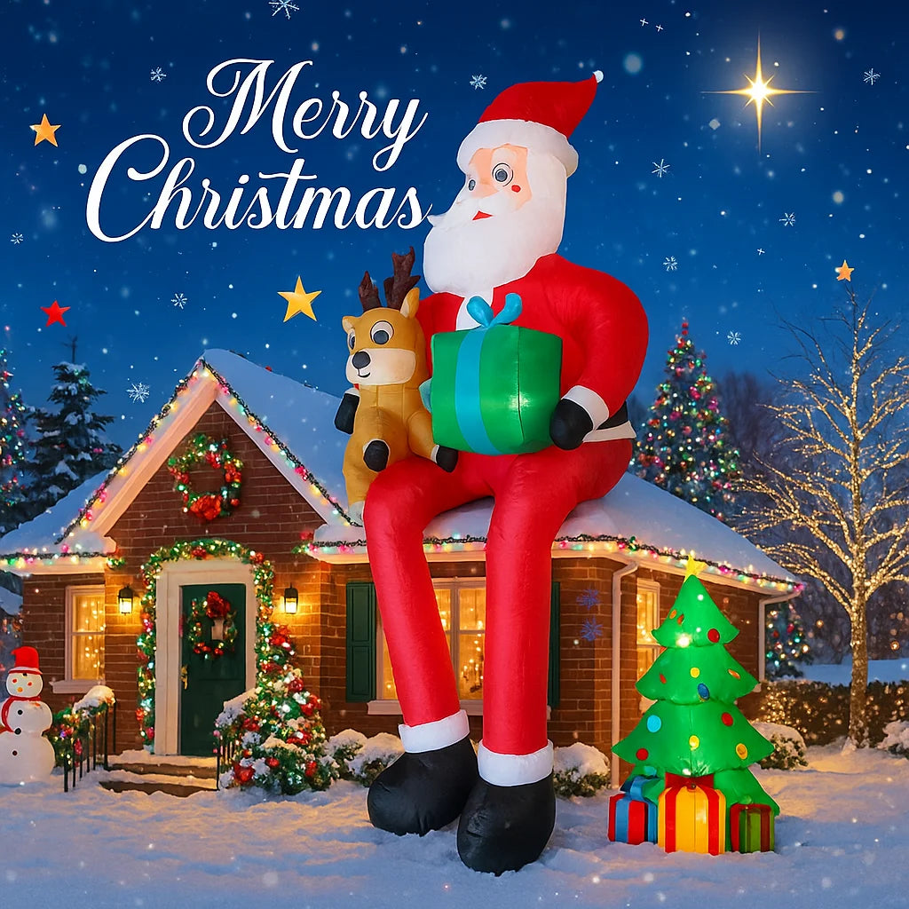9.5FT Inflatable Christmas Santa Claus with LED Lights – Outdoor Yard Decoration