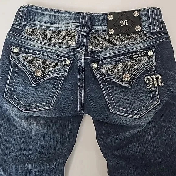 Women's Diamond Embroidery Wide-Leg Jeans – Y2K Baggy Denim Flare Trousers
