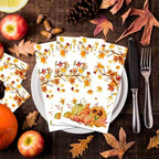 Autumn & Thanksgiving Disposable Napkins – Maple Leaf & Pumpkin Pattern