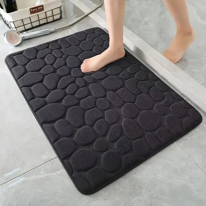3D Cobblestone Embossed Bath Mat | Non-Slip, Absorbent & Machine Washable