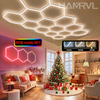 Dimmable Hexagon LED Ceiling Lights – RGB & Multi-Color, Garage/Gym/Gaming