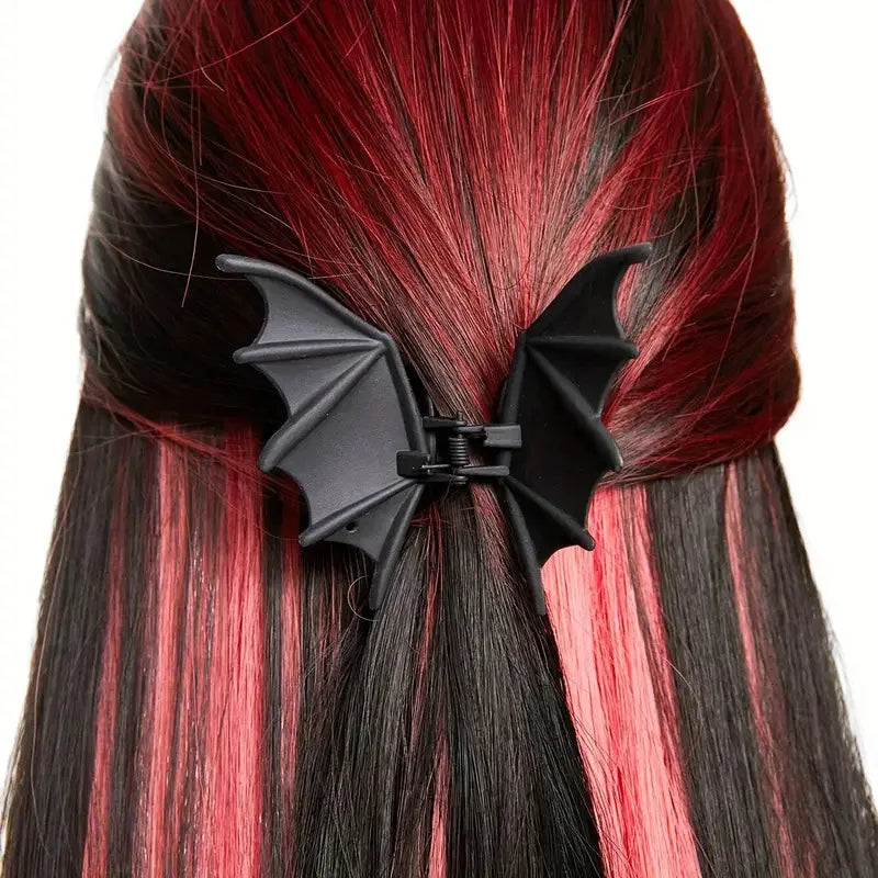 Gothic Bat Hair Clip — Matte Black Punk Hairpin