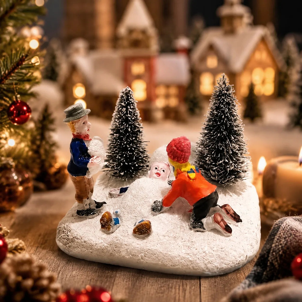 Christmas Village Figurine Set – Holiday Scene Decoration