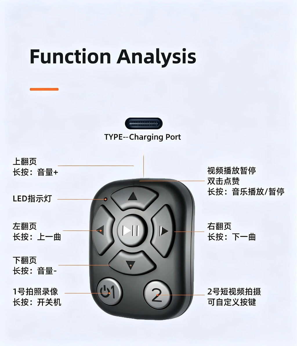 Bluetooth Scrolling Ring Remote – Page Turner & Camera Shutter Controller